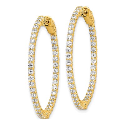 Gold-Plated Sterling Silver 35mm CZ Inside-Out Hoop Earrings – view 3