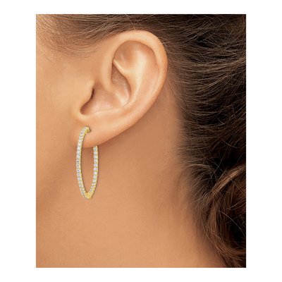 Gold-Plated Sterling Silver 35mm CZ Inside-Out Hoop Earrings – view 4