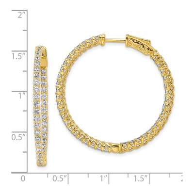 Gold-Plated Sterling Silver 35mm CZ Inside-Out Hoop Earrings – view 5