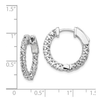 Sterling Silver 21mm CZ In-And-Out Hoop Earrings – view 5