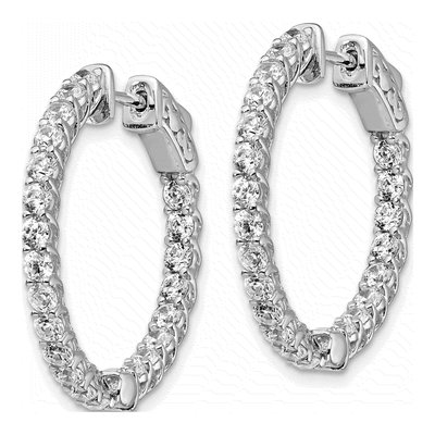 Sterling Silver 24mm CZ Inside-Out Hoop Earrings – view 3
