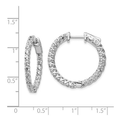 Sterling Silver 24mm CZ Inside-Out Hoop Earrings – view 5