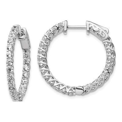 Sterling Silver 24mm CZ Inside-Out Hoop Earrings