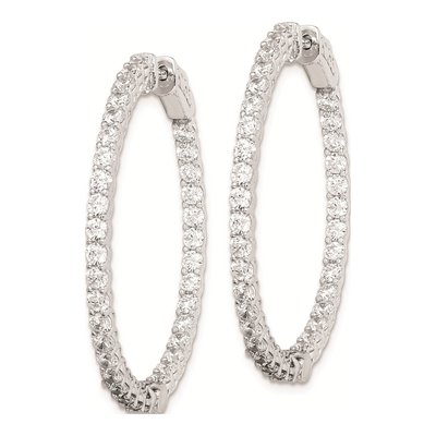 Sterling Silver 37mm CZ Inside-Out Hoop Earrings – view 3