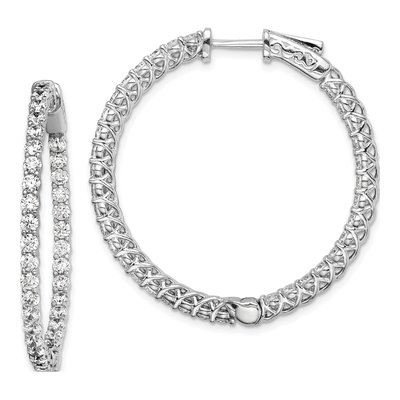 Sterling Silver 37mm CZ Inside-Out Hoop Earrings