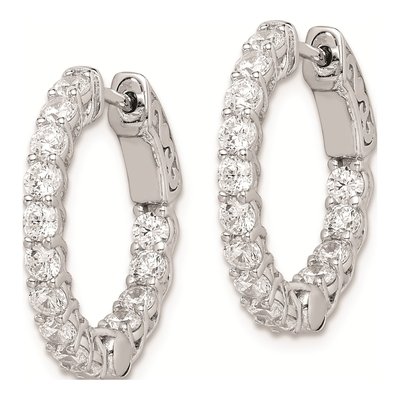 Sterling Silver 21mm CZ Inside-Out Hoop Earrings – view 3