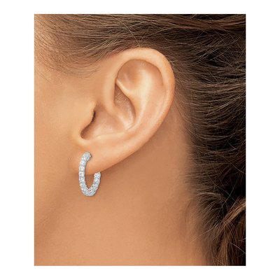Sterling Silver 21mm CZ Inside-Out Hoop Earrings – view 4