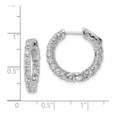 Sterling Silver 21mm CZ Inside-Out Hoop Earrings – view 5