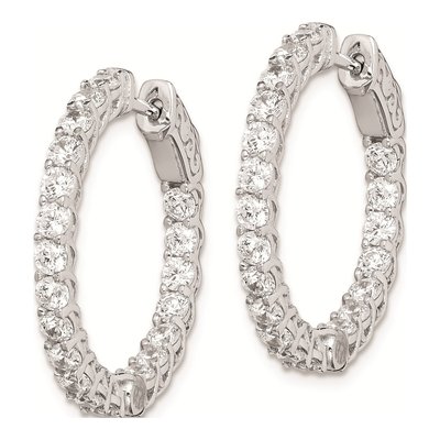 Sterling Silver 25mm CZ Inside-Out Hoop Earrings – view 3