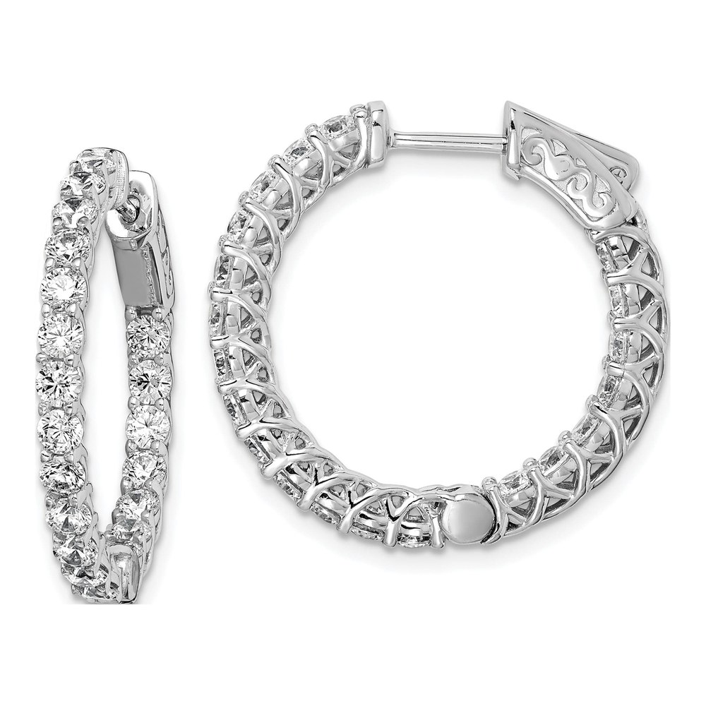 Sterling Silver CZ In & Out Hoop Earrings