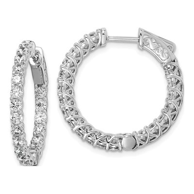 Sterling Silver 25mm CZ Inside-Out Hoop Earrings