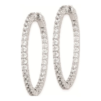 Sterling Silver 37mm CZ Inside-Out Hoop Earrings – view 3
