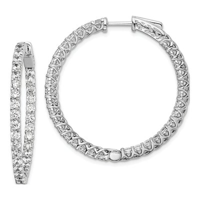 Sterling Silver 37mm CZ Inside-Out Hoop Earrings