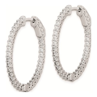 Sterling Silver 30mm CZ Inside-Out Hoop Earrings – view 3