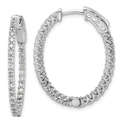 Sterling Silver 30mm CZ Inside-Out Hoop Earrings