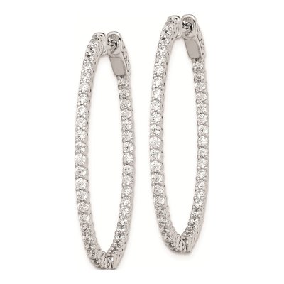 Sterling Silver 38mm CZ Inside-Out Hoop Earrings – view 3