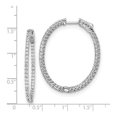 Sterling Silver 38mm CZ Inside-Out Hoop Earrings – view 5