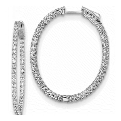 Sterling Silver 38mm CZ Inside-Out Hoop Earrings