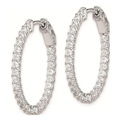 Sterling Silver 27mm CZ Inside-Out Hoop Earrings – view 3