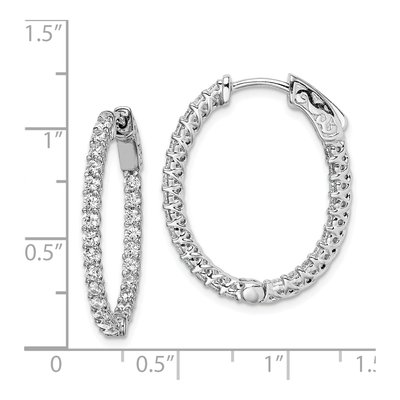Sterling Silver 27mm CZ Inside-Out Hoop Earrings – view 5