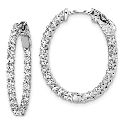 Sterling Silver 27mm CZ Inside-Out Hoop Earrings