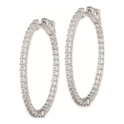 Sterling Silver 36mm CZ Inside-Out Hoop Earrings – view 3