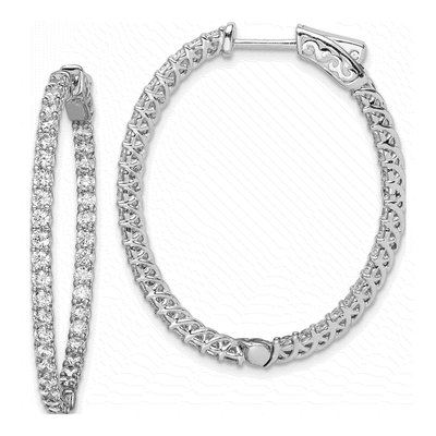 Sterling Silver 36mm CZ Inside-Out Hoop Earrings