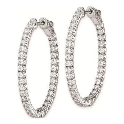 Sterling Silver 34mm CZ Inside-Out Oval Hoop Earrings – view 3