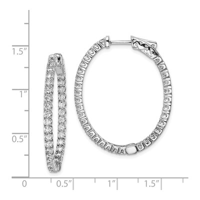 Sterling Silver 34mm CZ Inside-Out Oval Hoop Earrings – view 5
