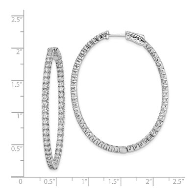 Sterling Silver 48mm CZ Inside-Out Oval Hoop Earrings – view 5