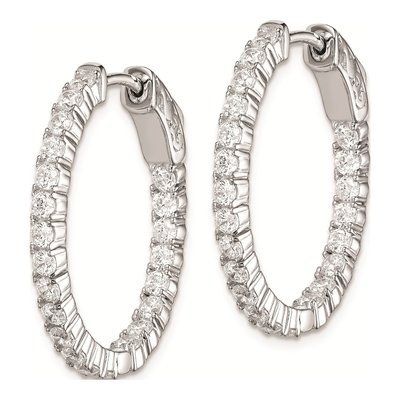 Sterling Silver 26mm CZ Inside-Out Oval Hoop Earrings – view 3