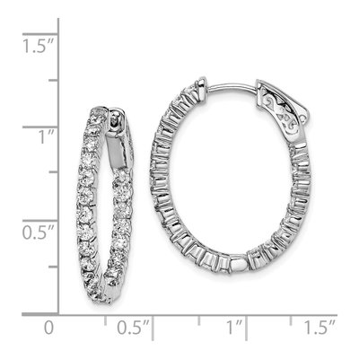 Sterling Silver 26mm CZ Inside-Out Oval Hoop Earrings – view 5