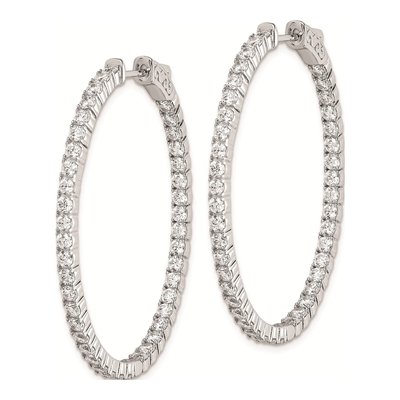 Sterling Silver 42mm CZ Inside-Out Oval Hoop Earrings – view 3
