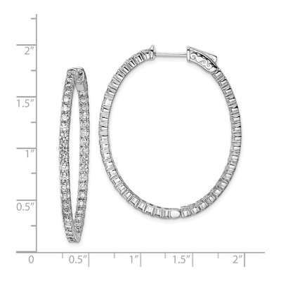 Sterling Silver 42mm CZ Inside-Out Oval Hoop Earrings – view 5