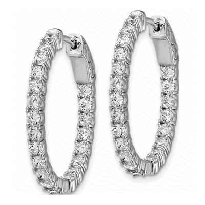 Sterling Silver 28mm CZ Inside-Out Oval Hoop Earrings – view 3