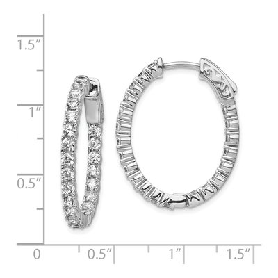 Sterling Silver 28mm CZ Inside-Out Oval Hoop Earrings – view 5