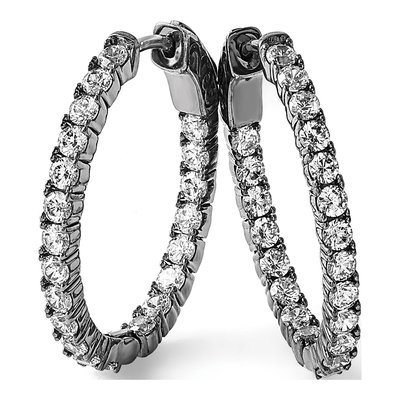 Sterling Silver 28mm CZ Inside-Out Oval Hoop Earrings – view 6