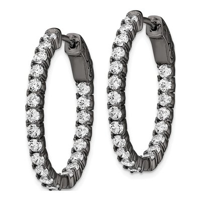 Sterling Silver 28mm CZ Hoop Earrings – view 3