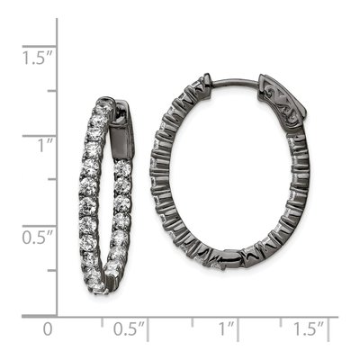 Sterling Silver 28mm CZ Hoop Earrings – view 5
