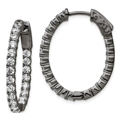 Sterling Silver 28mm CZ Hoop Earrings