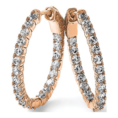 Rose Gold-Plated Sterling Silver 28mm CZ Inside-Out Hoop Earrings – view 6