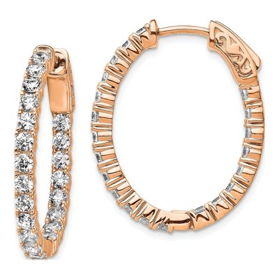 Rose Gold-Plated Sterling Silver 28mm CZ Inside-Out Hoop Earrings