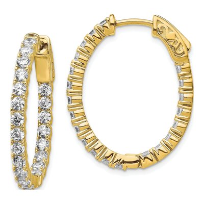 Gold-Plated Sterling Silver 28mm CZ Inside-Out Hoop Earrings