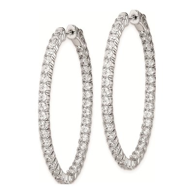 Sterling Silver 43mm CZ Inside-Out Oval Hoop Earrings – view 3