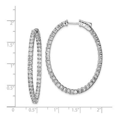 Sterling Silver 43mm CZ Inside-Out Oval Hoop Earrings – view 5