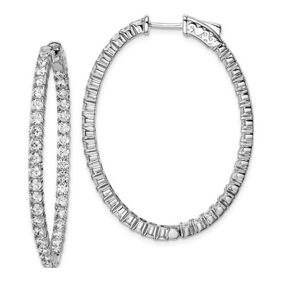 Sterling Silver 43mm CZ Inside-Out Oval Hoop Earrings