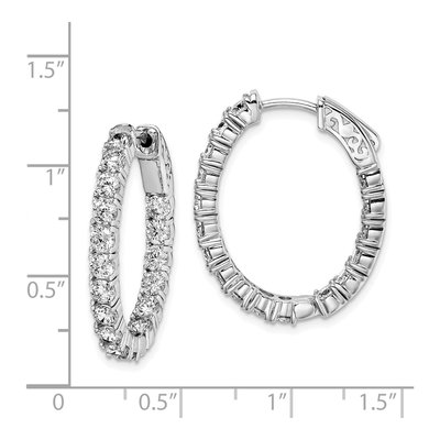 Sterling Silver 26mm CZ Inside-Out Oval Hoop Earrings – view 5