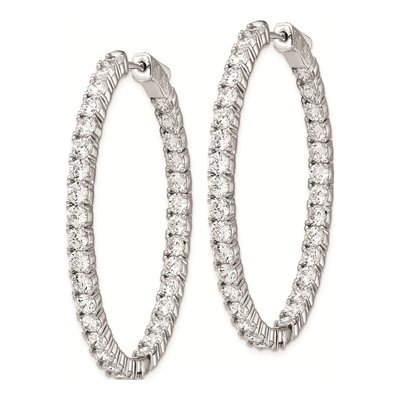 Sterling Silver 46mm CZ Inside-Out Oval Hoop Earrings – view 3