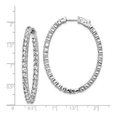 Sterling Silver 46mm CZ Inside-Out Oval Hoop Earrings – view 5
