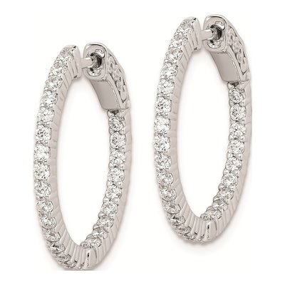Sterling Silver 24mm CZ Inside-Out Hoop Earrings – view 3